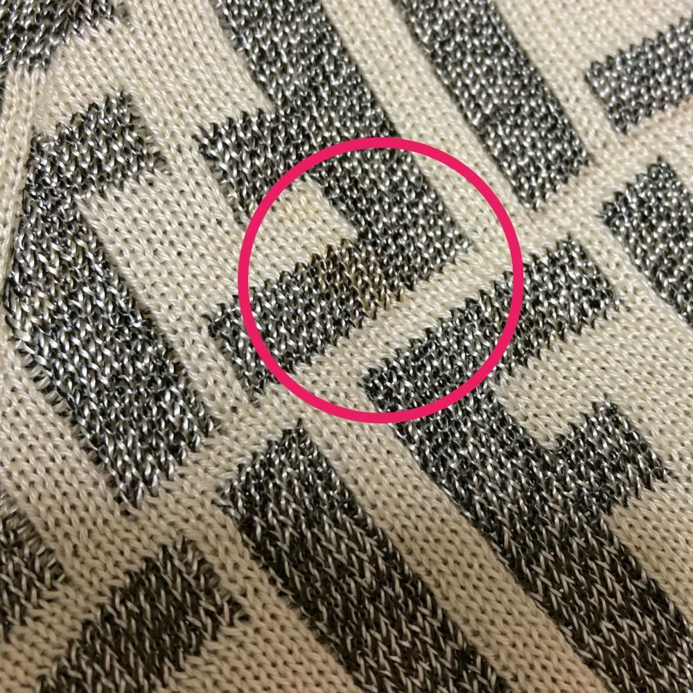  FENDI フェンディ ズッカ柄 半袖 ニット ポロシャツ アイボリー グレー レディース 古着 半袖 ポロシャツ