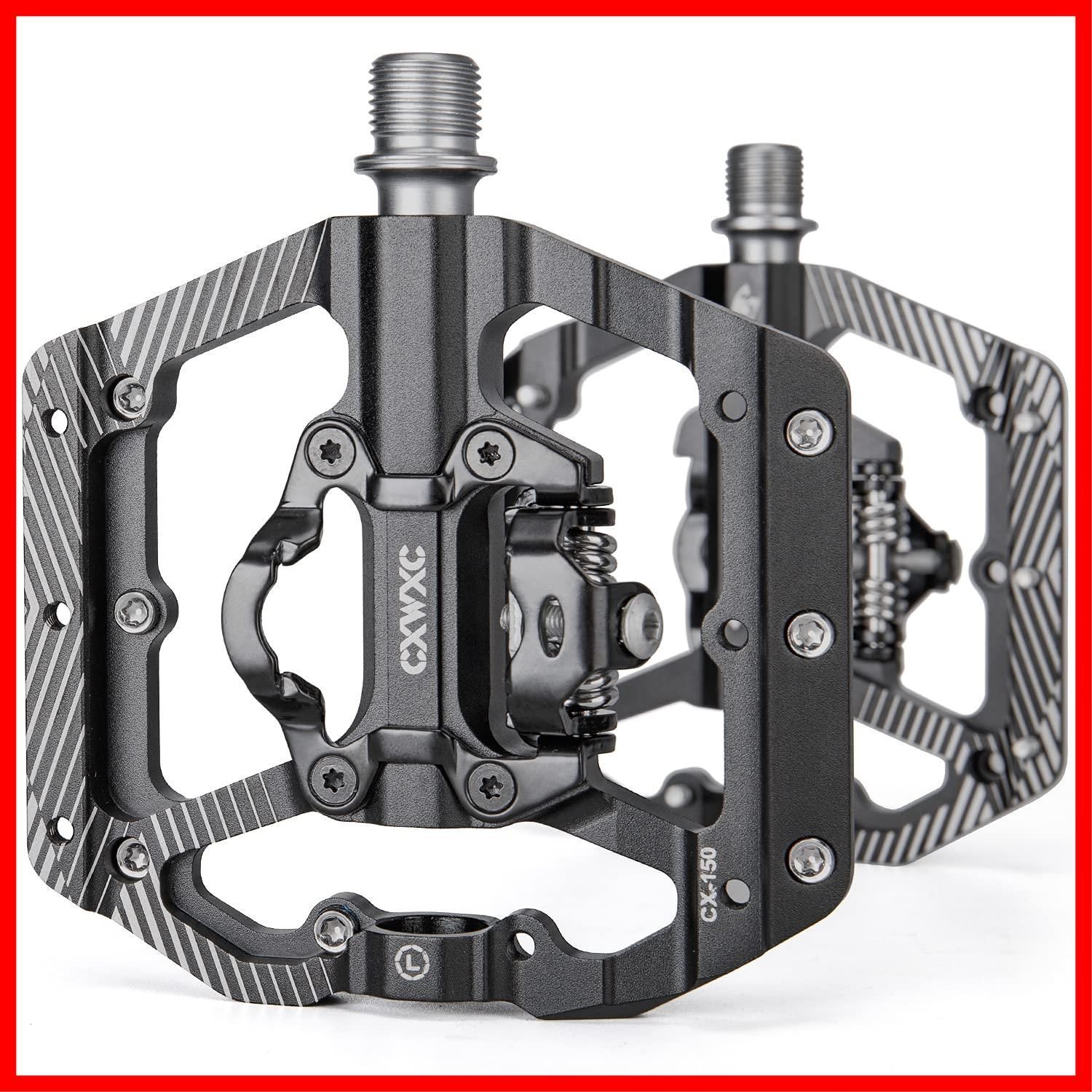 【特売】CXWXC 自転車 ペダル 片面spd/片面フラット ビンディングペダル トリプルシールドベアリング 9/16インチ クリート付属 アルミ製（CX-150）