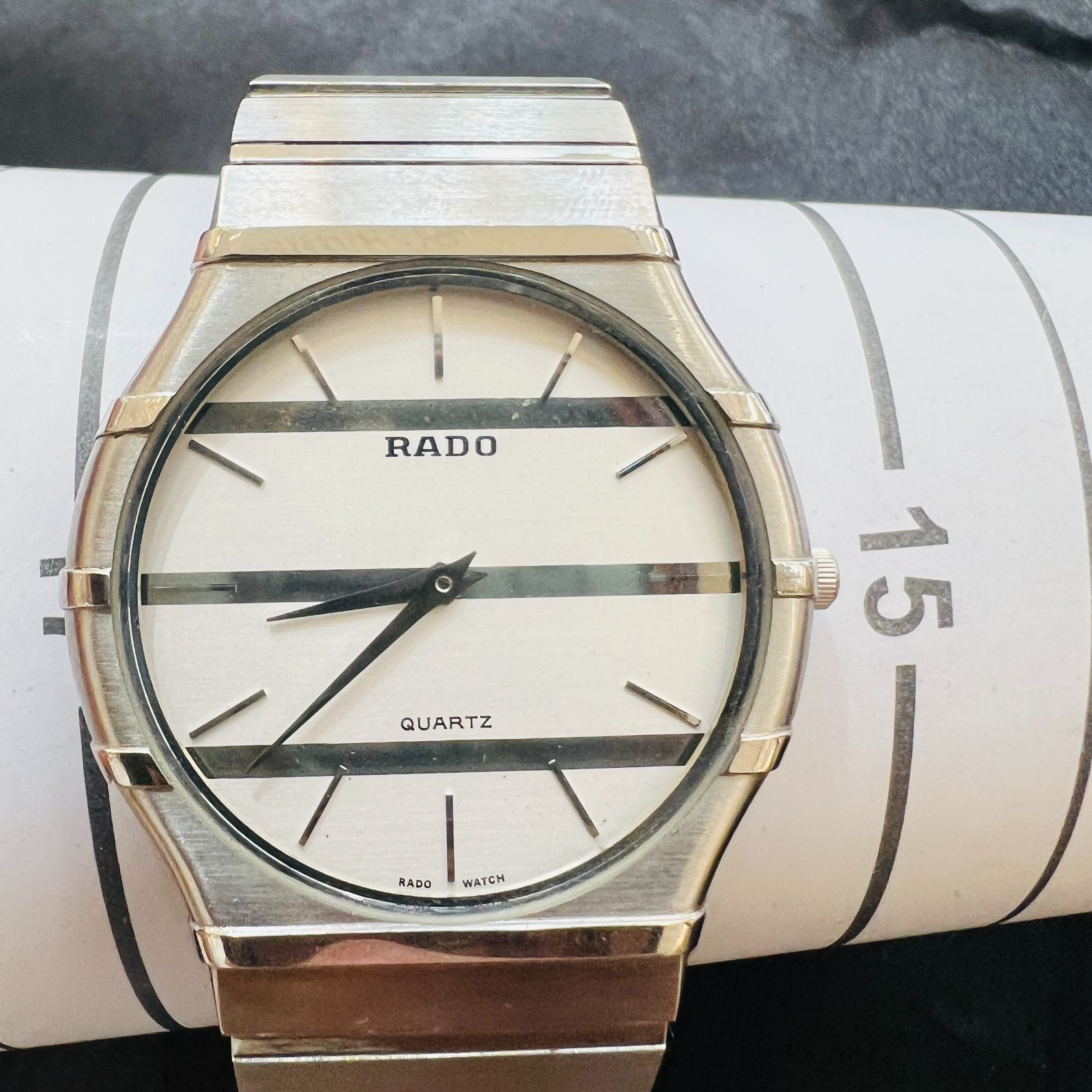 ジャンク品 RADO ラドー ダイヤスター クオーツ時計 メンズ 社外ベルト 