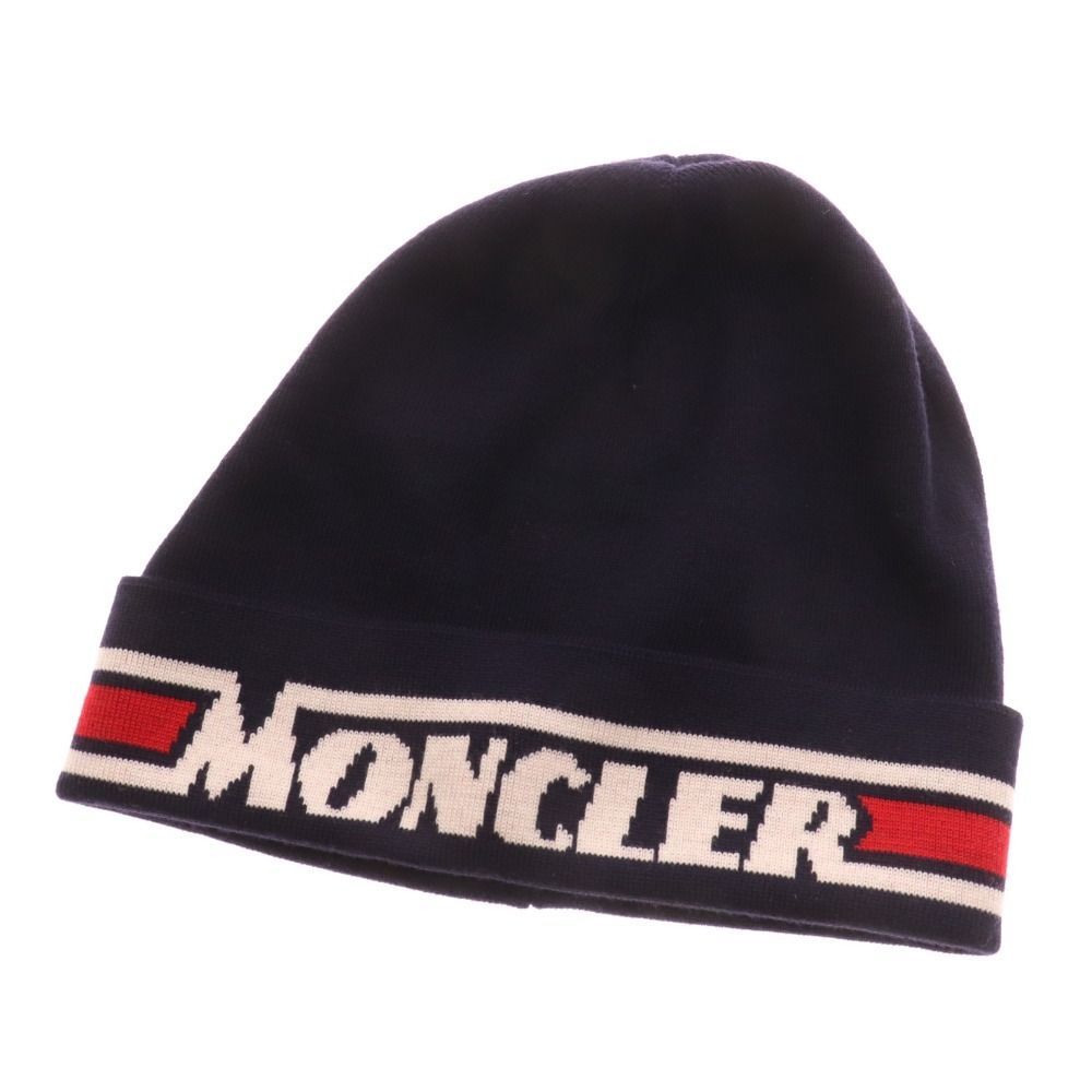 □ モンクレール ニット帽 ニットキャップ ビーニー 帽子 ウール100