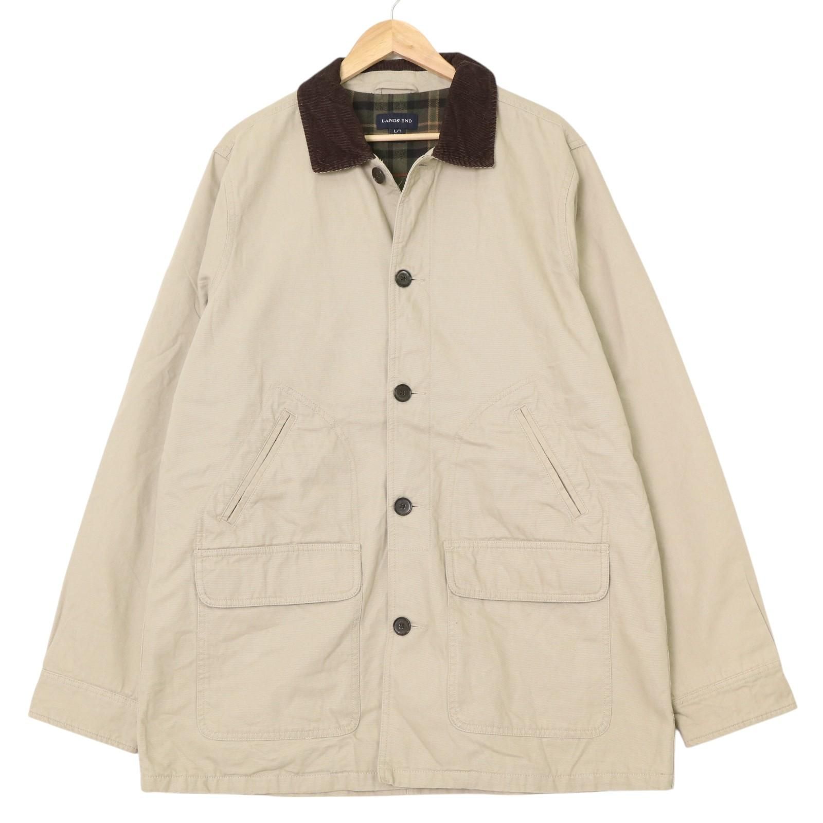 90s ランズエンド ハンティングジャケット カバーオール 古着 L ビンテージ 90s ランズエンド ハンティングジャケット カバーオール グリーン XL