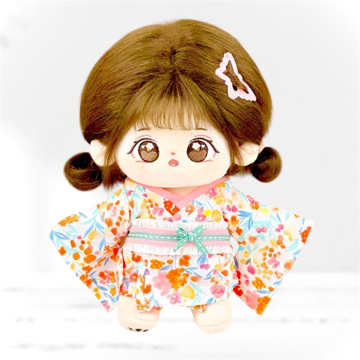 20cm】 ぬい服 かわいい ピンク色の浴衣と足袋ソックス 全身