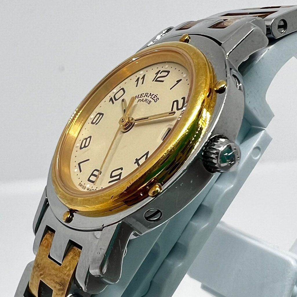 エルメス HERMES クリッパー CL4.220 デイト クオーツ コンビ