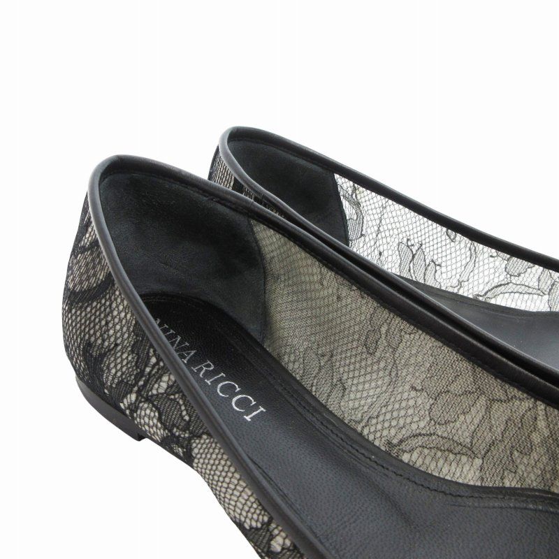 NINA RICCI レースフラットパンプス ニナリッチ NINA RICCI パンプス フラットシューズ ポインテッド