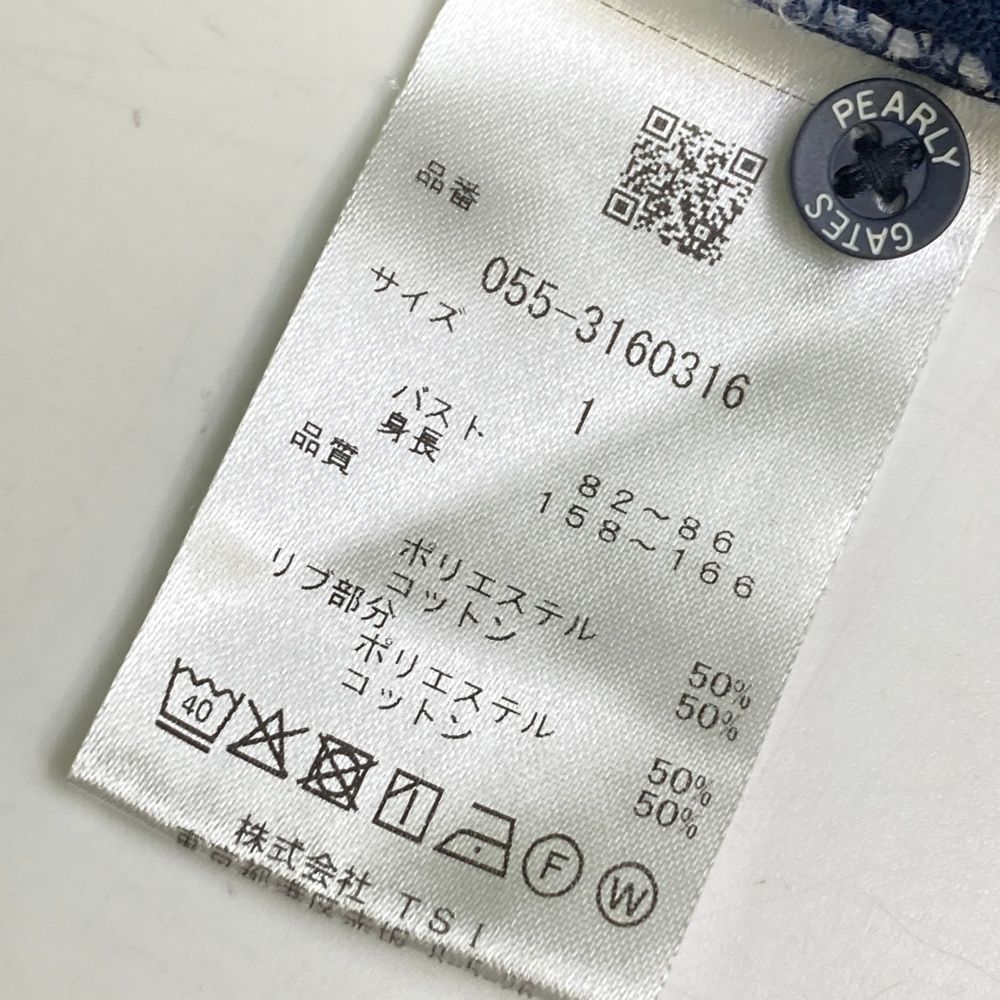 サイズ：1 PEARLY GATES パーリーゲイツ 2023年モデル 半袖ポロシャツ 襟プリーツ 総柄 ネイビー系 [240101488524] ゴルフウェア レディース ストスト サイズ：1 PEARLY GATES パーリーゲイツ 2023年モデル 半袖