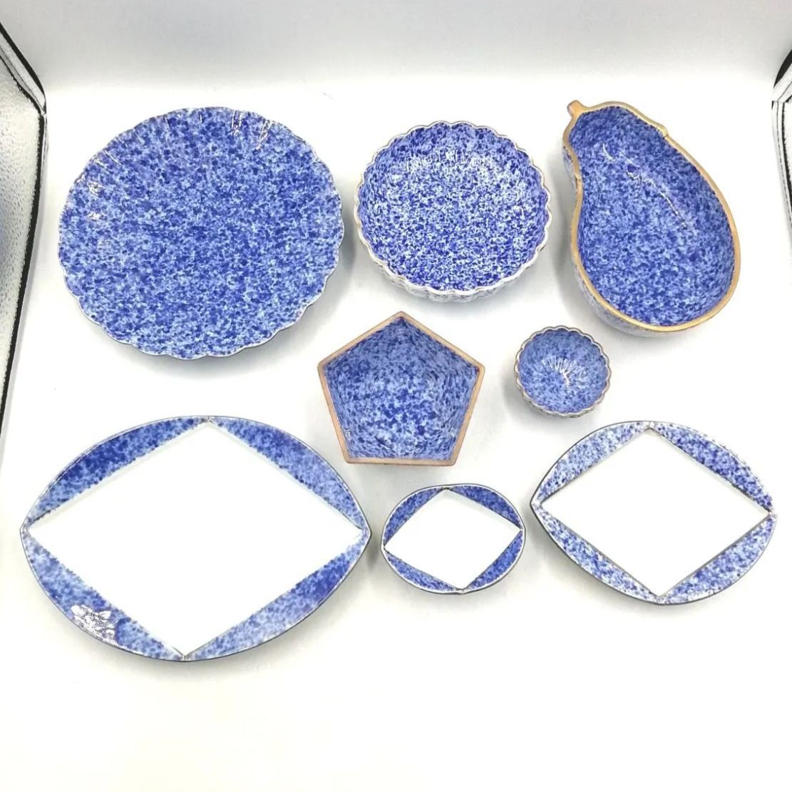 美品 昭和レトロ 眉山焼 角皿4客セット 食器
