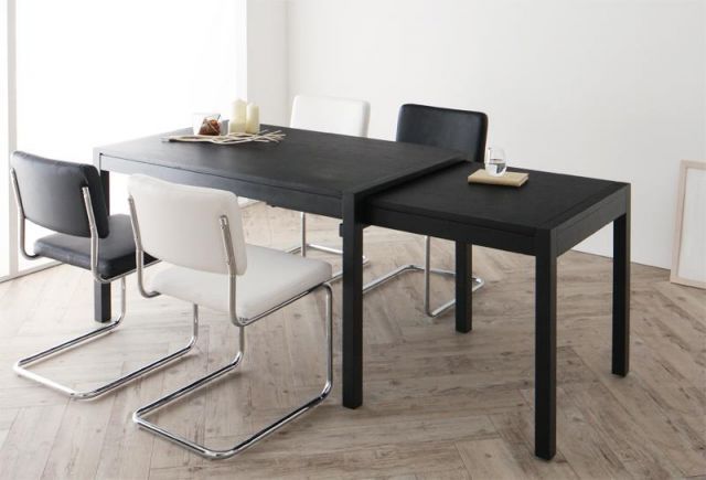 スライド伸縮テーブルダイニング Blade ブレイド 5点セット(テーブル+チェア4脚) W135-235