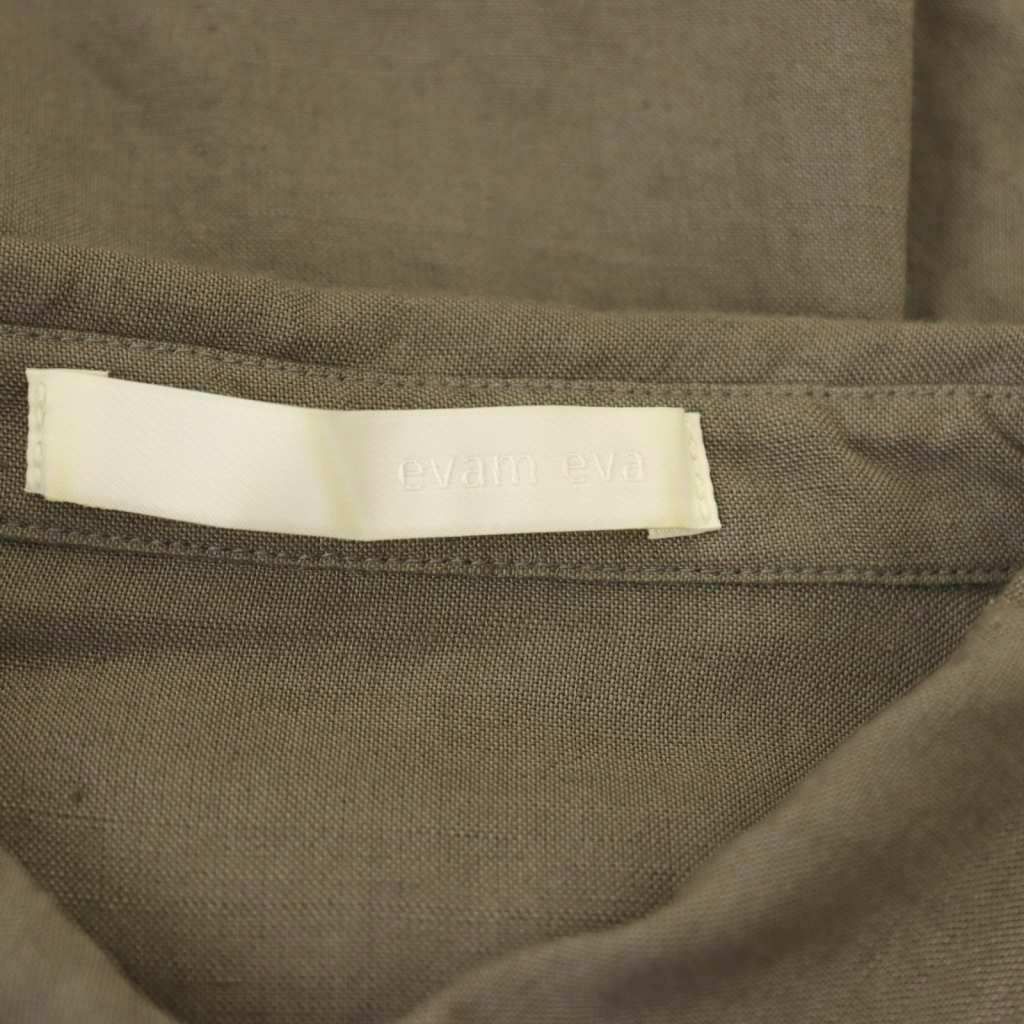エヴァムエヴァ evam eva バンブーリネンシャツ スタンドカラー 長袖 M