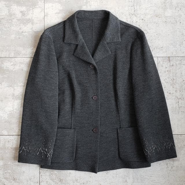 LANVIN COLLECTION - ランバン コレクション ☆ ウール ジャケット ビーズ 刺繍 40 日本製 ランバン コレクション ☆ ウール ジャケット ビーズ 刺繍 40 日本製