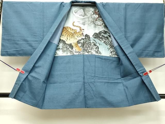 平和屋着物●男性　紬　アンサンブル　ヘブンリーブルー色　正絹　逸品　未使用　DAAS2367tw 平和屋着物○男性 紬 アンサンブル ヘブンリーブルー色 正絹 逸品 未