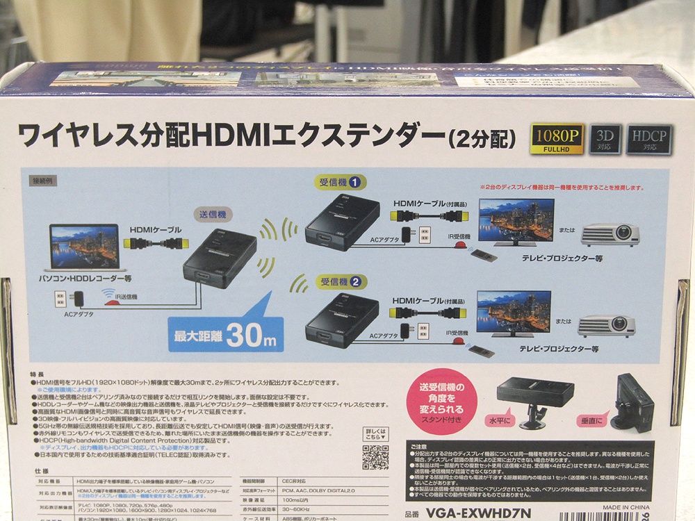 ワイヤレス分配HDMIエクステンダー