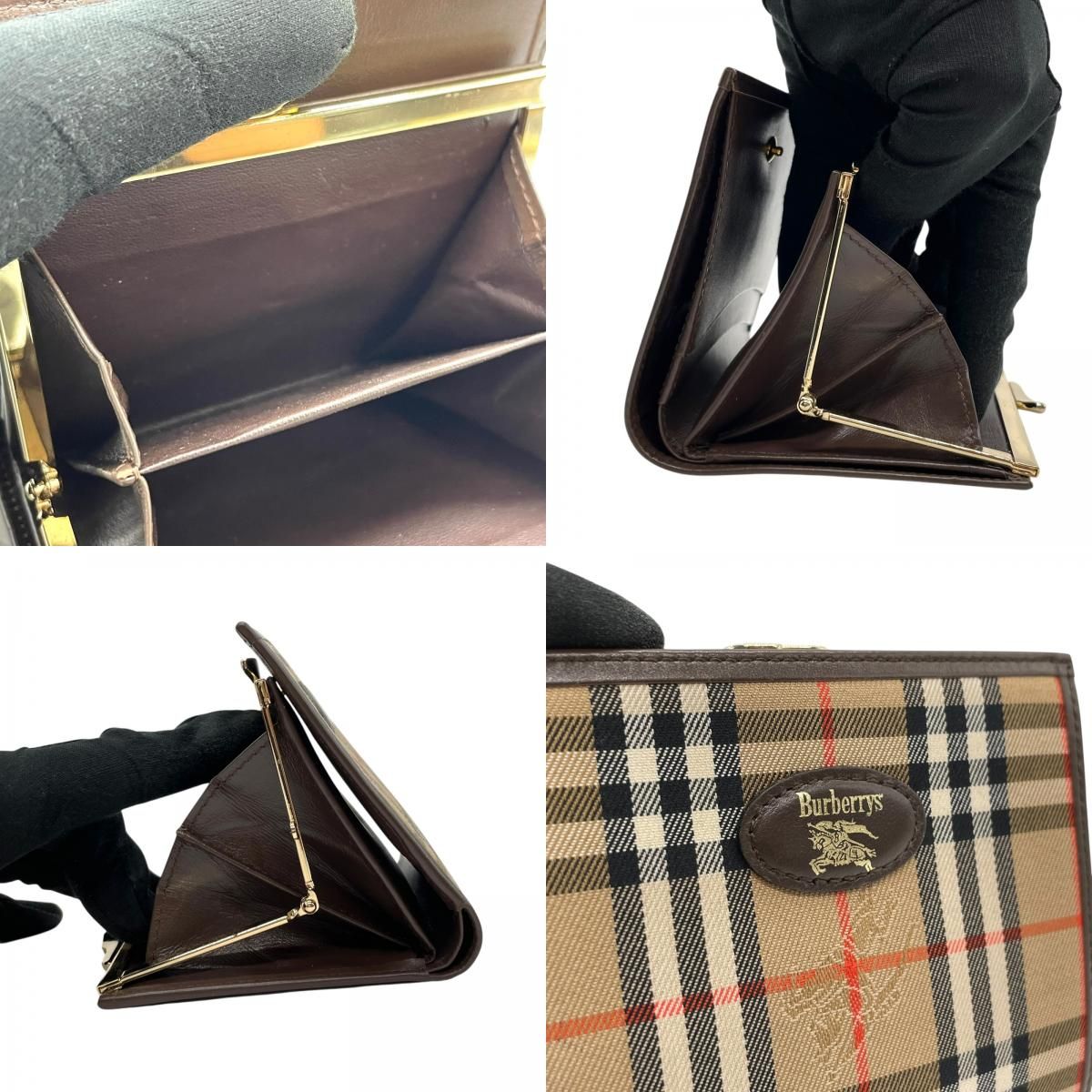 未使用】BURBERRY バーバリー がま口財布 ノバチェック シャドー 未使用】BURBERRY バーバリー がま口財布 ノバチェック シャドー
