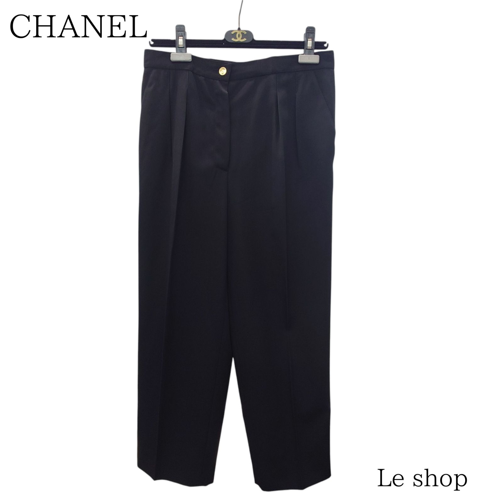 シャネル CHANEL スラックス パンツ ココマーク ウール 38 M 紺 シャネル CHANEL スラックス パンツ ココマーク ウール 38 M 紺