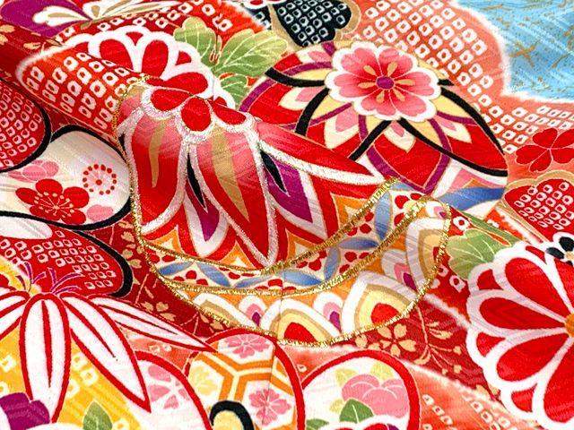 七五三 逸品 千總 正絹綸子 波を駆ける鶴 波 七歳着物 七五三 7歳