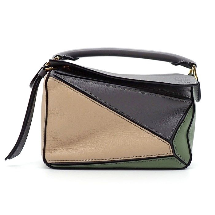 ロエベ LOEWE ショルダーバッグ パズルバッグ ミニ マルチ グレー ソフトグレインカーフレザー