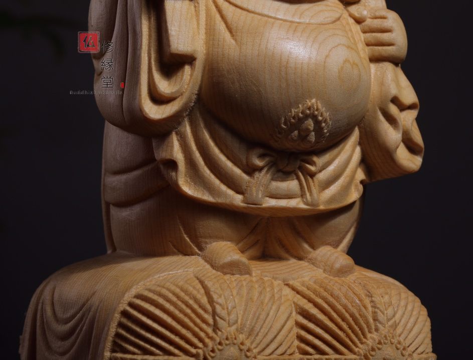 珍品 木彫仏像 七福神三面大黒天立像 彫刻 彩繪 本金 切金 総柘植材 珍品 木彫仏像 七福神三面大黒天立像 彫刻 彩繪 本金 切金 柘植