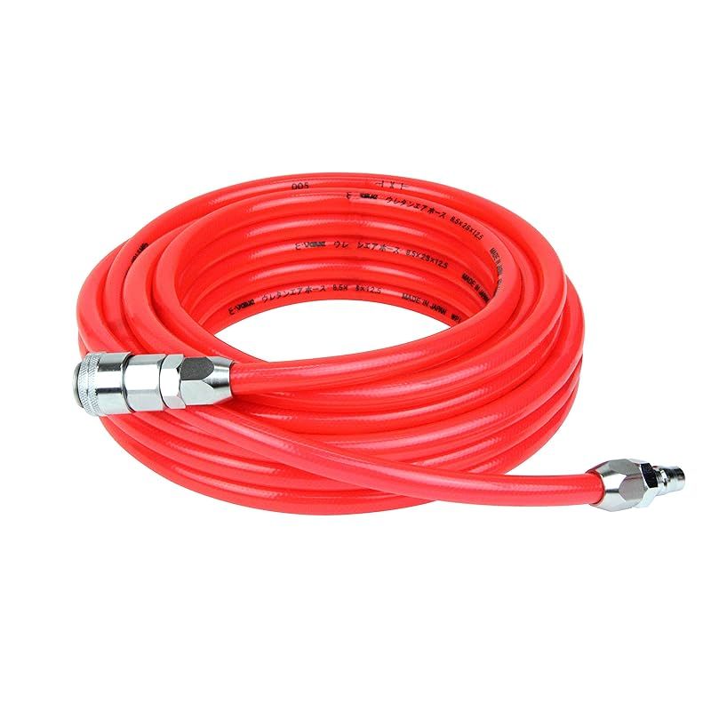 イーバリュー(E-Value) ウレタンエアホース 10m 常圧用 内径8.5mm×外径12.5mm 大流量 クリアレッド EUH-10RL 8.5 日本製