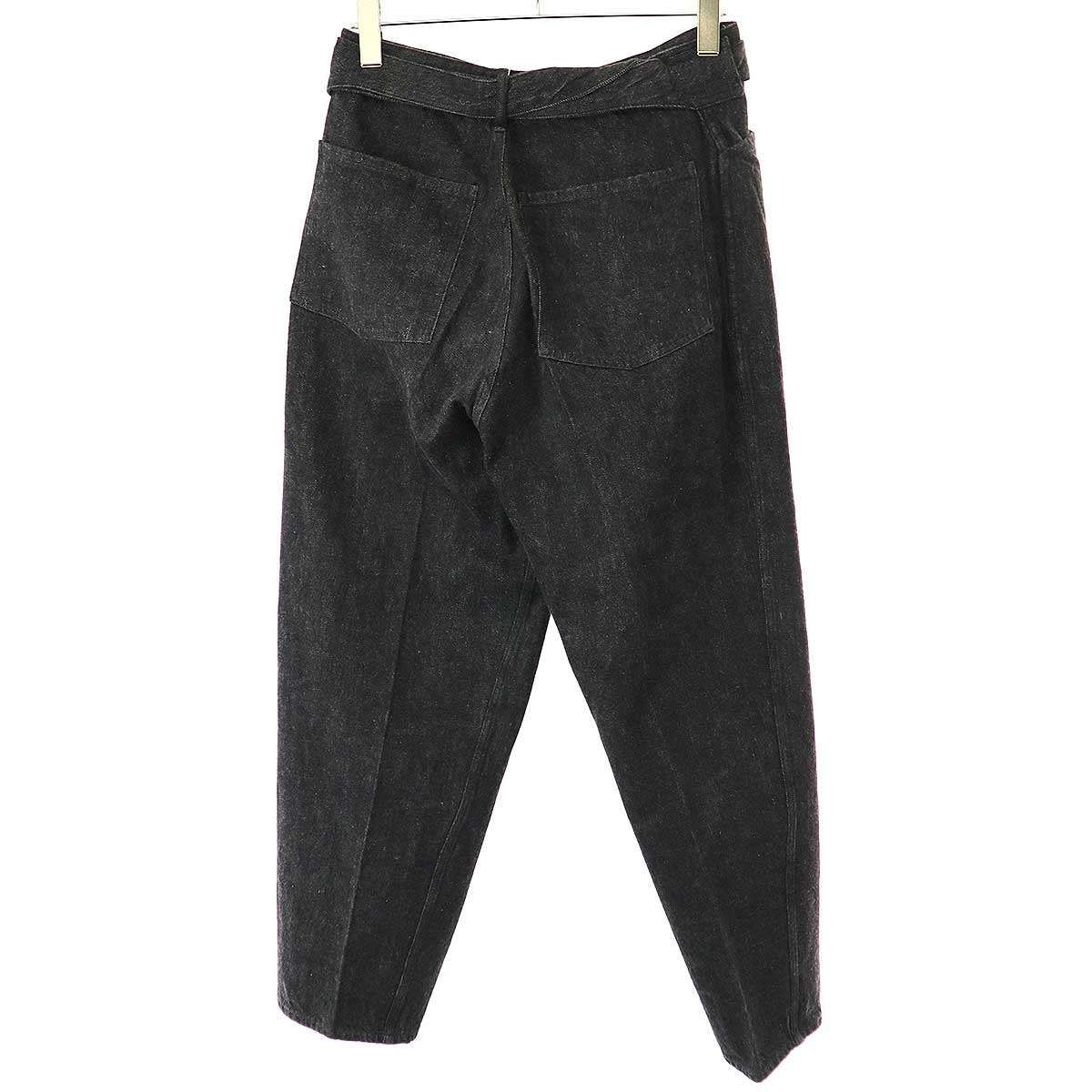 COMOLI コモリ 21SS ウォッシュドデニムベルテッドパンツ ブラック系 1 