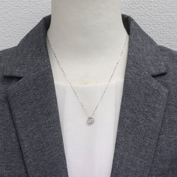 K18WG H&C ダイヤモンド ペンダントネックレス 0.13ct D0.06ct