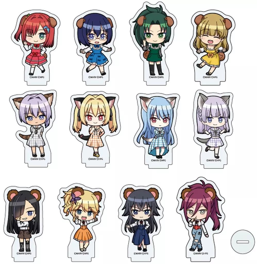 アクリルスタンド アクリルパネル 全12種セット アクリルぷちスタンド ドルフィンウェーブ 01.ケモミミver. ミニキャライラスト