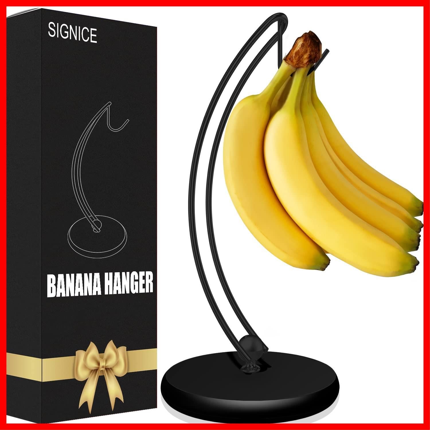 商品 バナナホルダースタンド - 特許取得済みモダンバナナツリーハンガー 木製ベース ステンレススチール Signice バナナラック ホームキッチン用 倒れない フルブラック