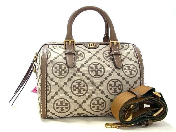 □新品同様□ TORY BURCH トリーバーチ Tモノグラム ジャガード×レザー