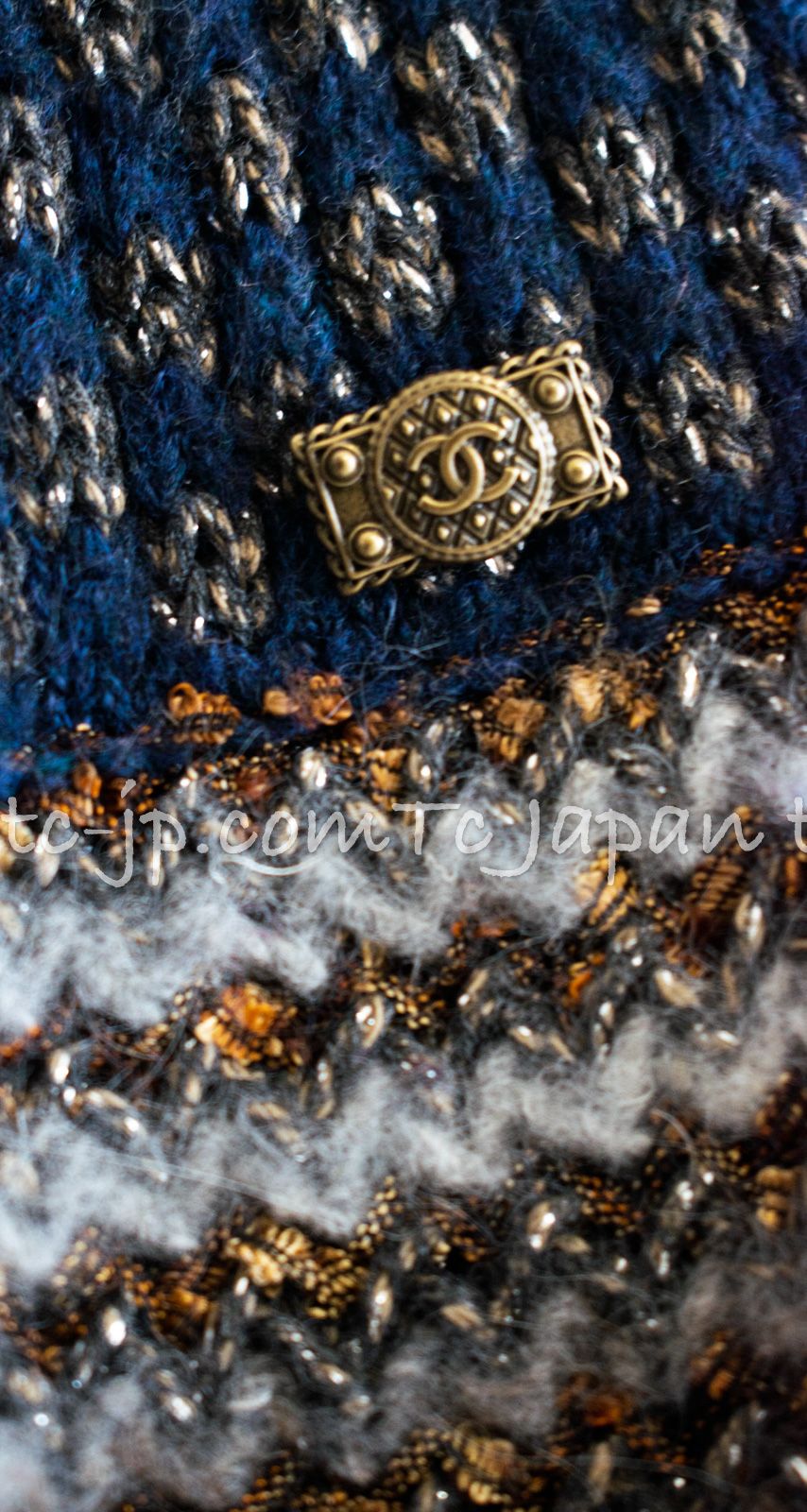 シャネル ワンピース CHANEL ネイビー メタリック ニット シャネル ワンピース CHANEL ネイビー メタリック ニット