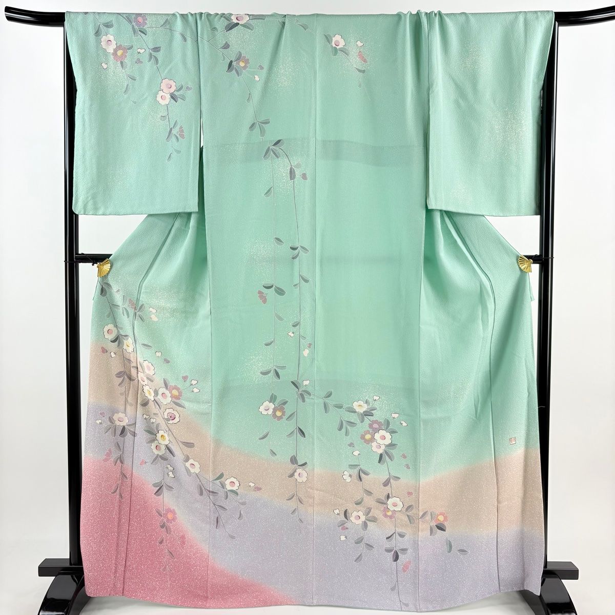 D251 夏着物　訪問着　萩　金彩　紗　正絹　未使用極美品 訪問着 身丈166.5cm 裄丈71cm L 袷 落款 桜 金糸 刺繍 薄緑 正絹
