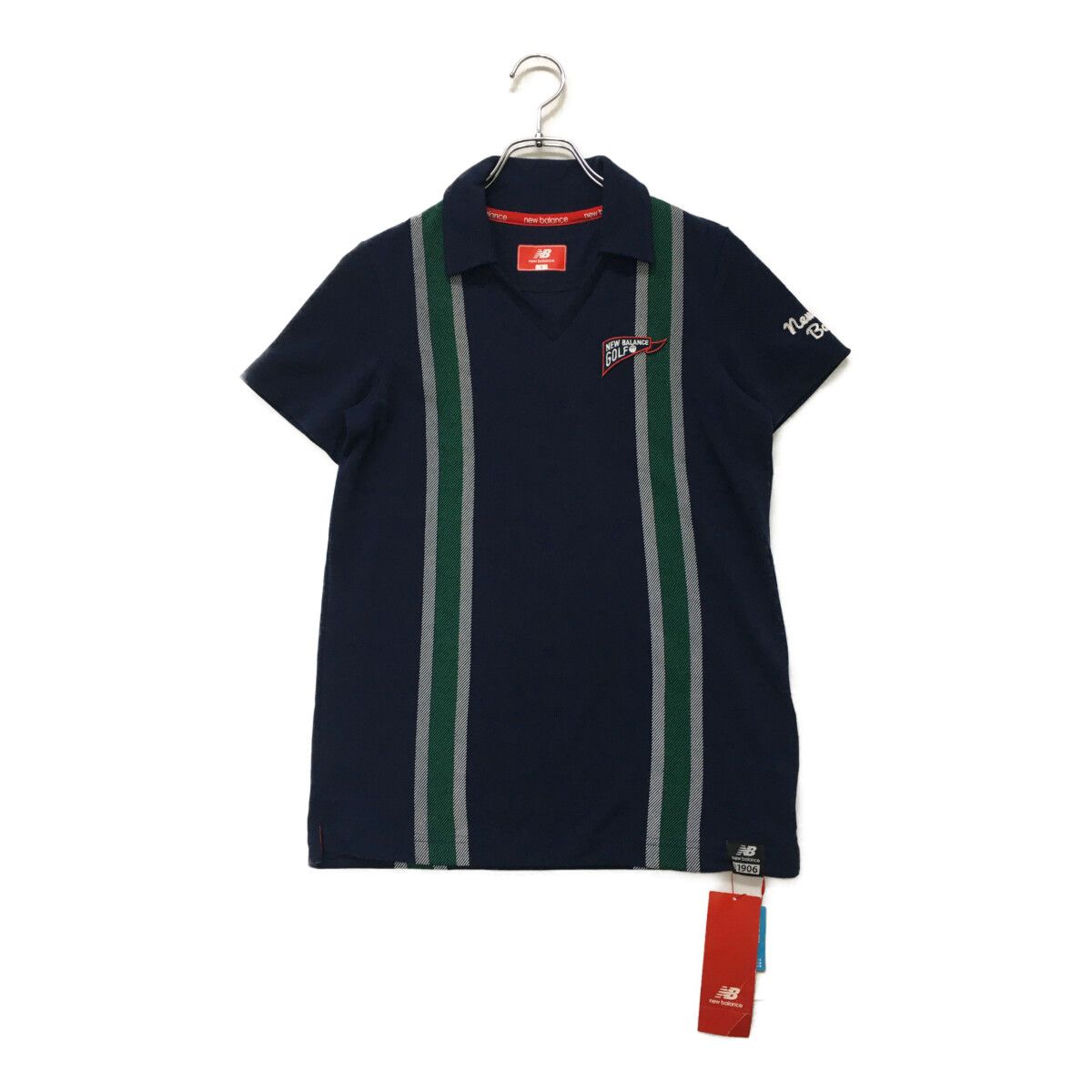 未使用品 レディース ニューバランスゴルフ New Balance golf 半袖シャツ 1(M) 紺 緑 スキッパーシャツ