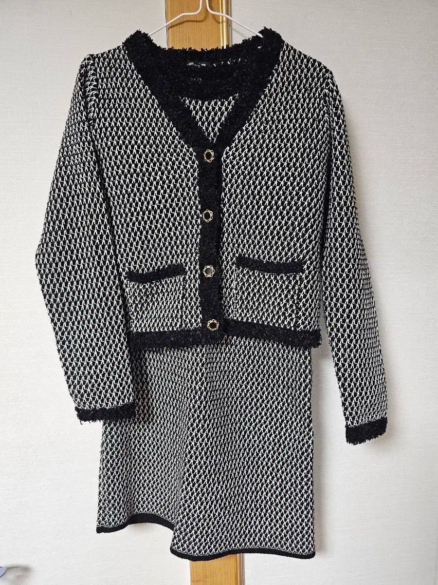 プラスチック アイルランド ニット ワンピース ジャケット セット S