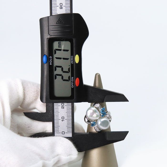 Pt900】ケシパール トパーズ ダイヤモンド プラチナ リング 8号 指輪