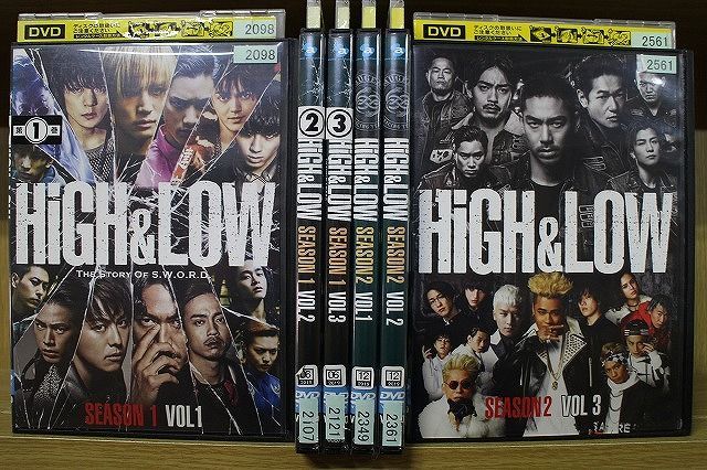 DVD HiGH&LOW SEASON1〜2 各全3巻 計6本set ※ケース無し発送 レンタル