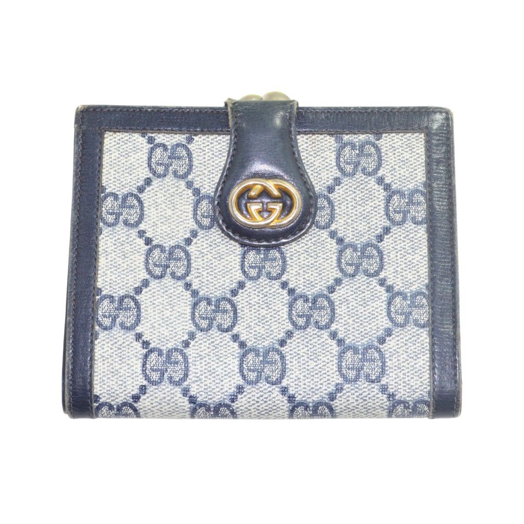 Gucci 二つ折り財布 ネイビー レザー GG グッチ 楽天市場