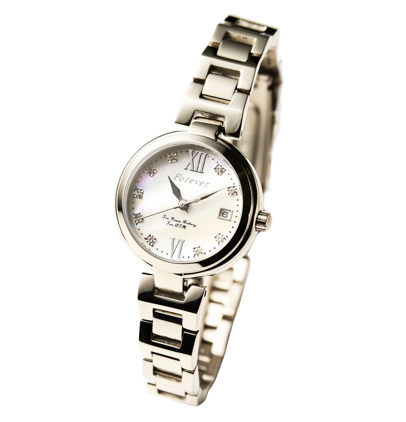 色: ホワイト】レディース腕時計 １０気圧防水 １０年電池ムーブ搭載 ...
