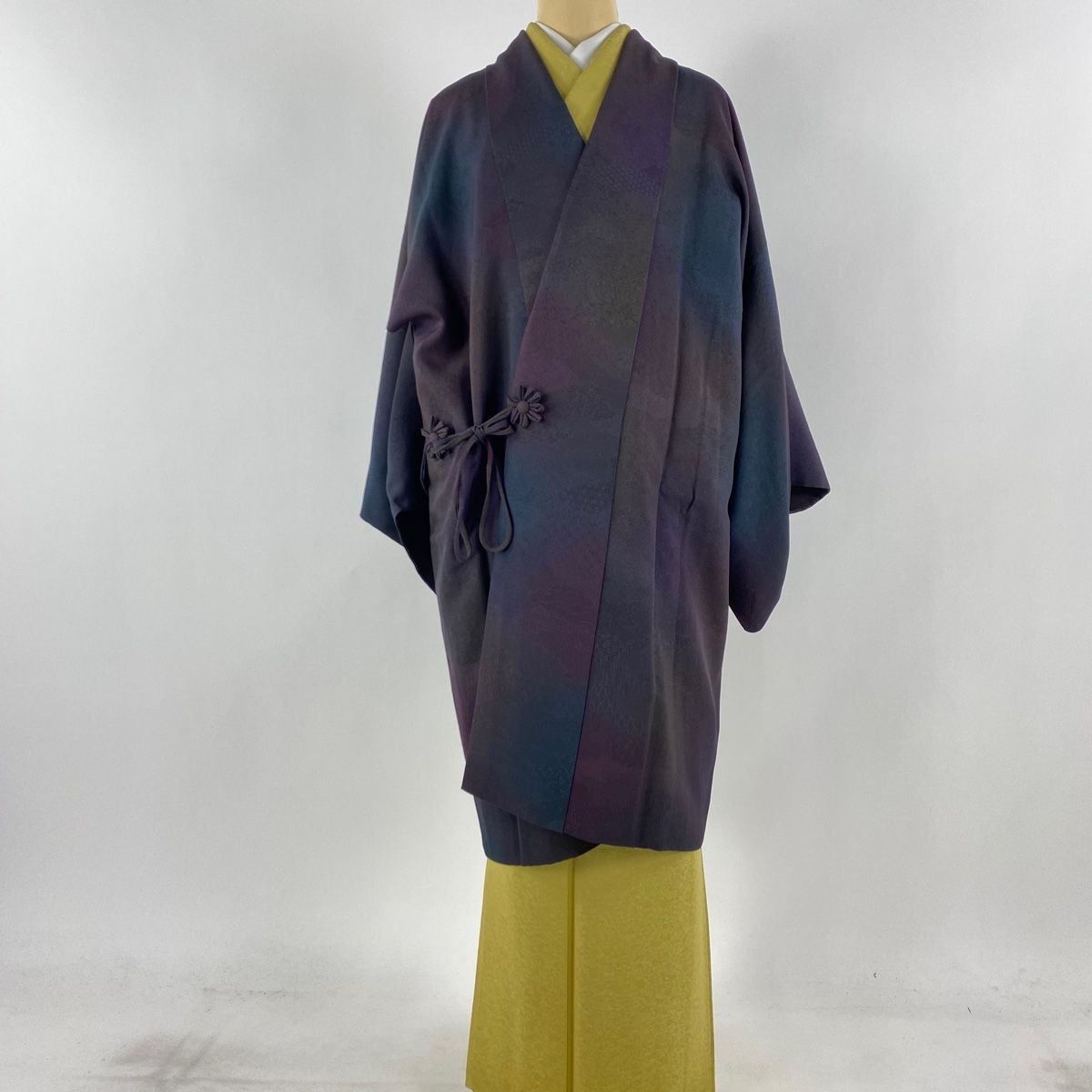 道中着 身丈100.5cm 裄丈65cm M 前田仁仙 和装コート 落款 雲文