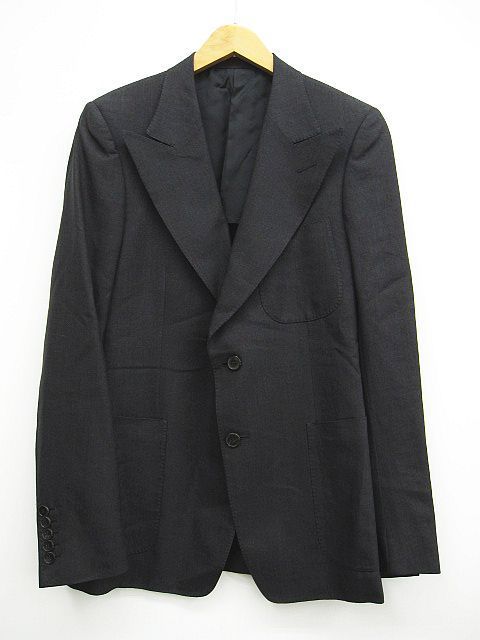 GUCCI グッチ テーラードジャケット 2B 黒系 サイズ48R 身幅約