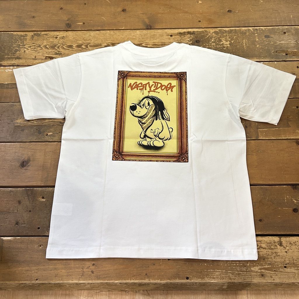 試着程度美品 原宿店限定 NASTY DOG /ナスティードッグ banksyTEE 両面プリント半袖Tシャツ メンズ L コットン ホワイト MY  チャンネルガードマン USED - メルカリ