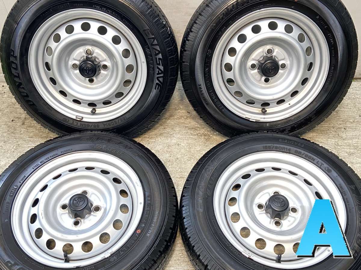 155|80R14 88|86LT ダンロップ エナセーブ VAN01 トヨタ純正 AL 14x5.0 100-4穴 タイヤ サマータイヤ ホイールセット 4本セット s14250612018