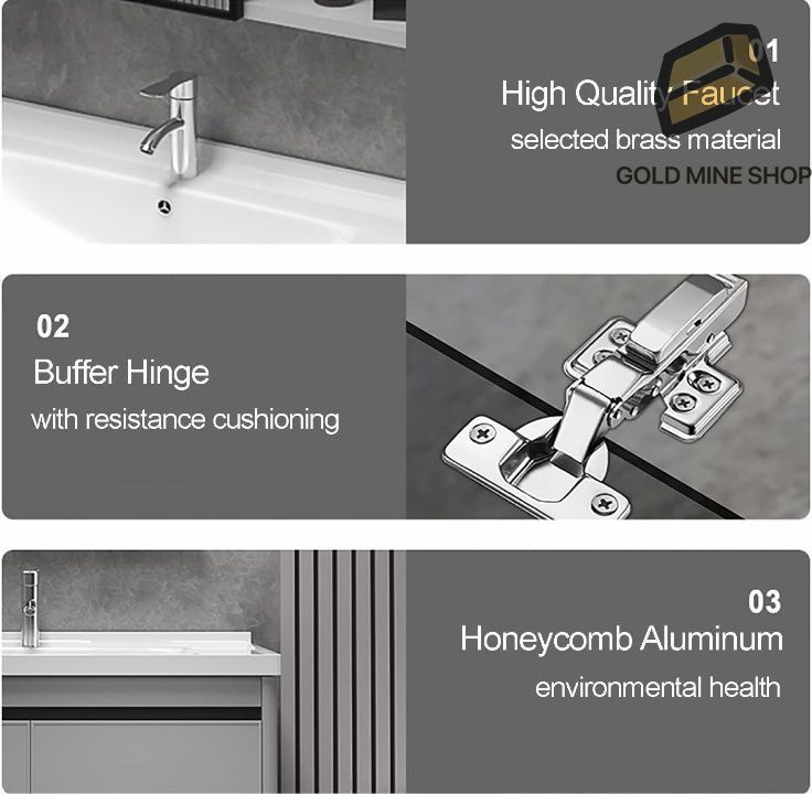 シンク付き洗面化粧台 セラミック製洗面台とミラー付きのスペース