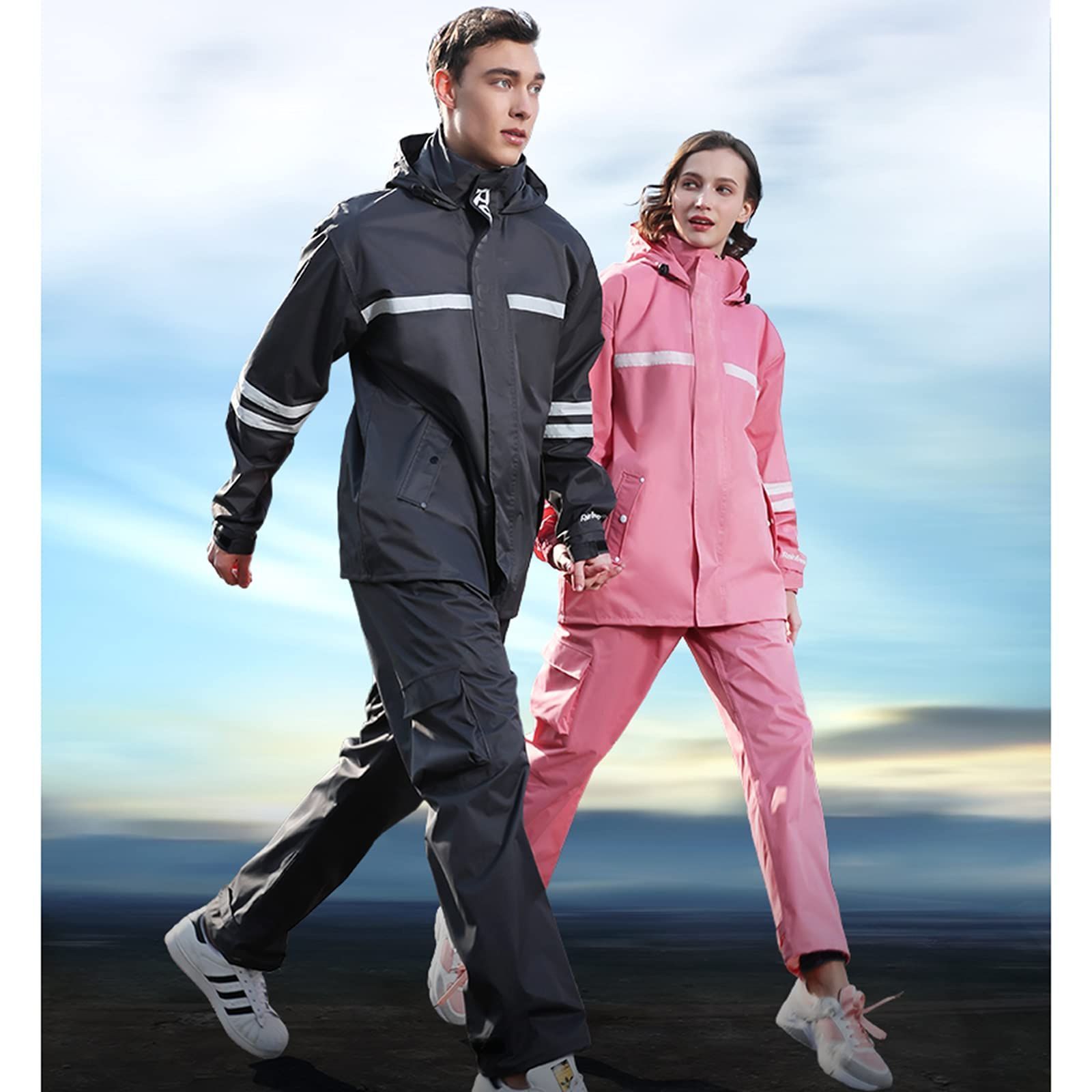 レインウェア上下セット メンズ レインコート 軽量 レインスーツ 透湿 カッパ 撥水 雨合羽 自転車 雨着 耐久性 バイク 登山 釣り