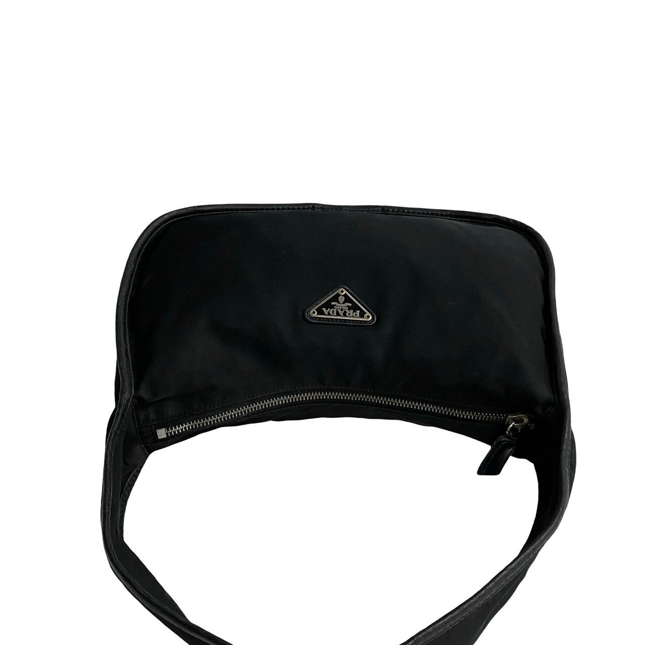 極 美品 希少品 PRADA プラダ 三角ロゴ 金具 ナイロン レザー 本