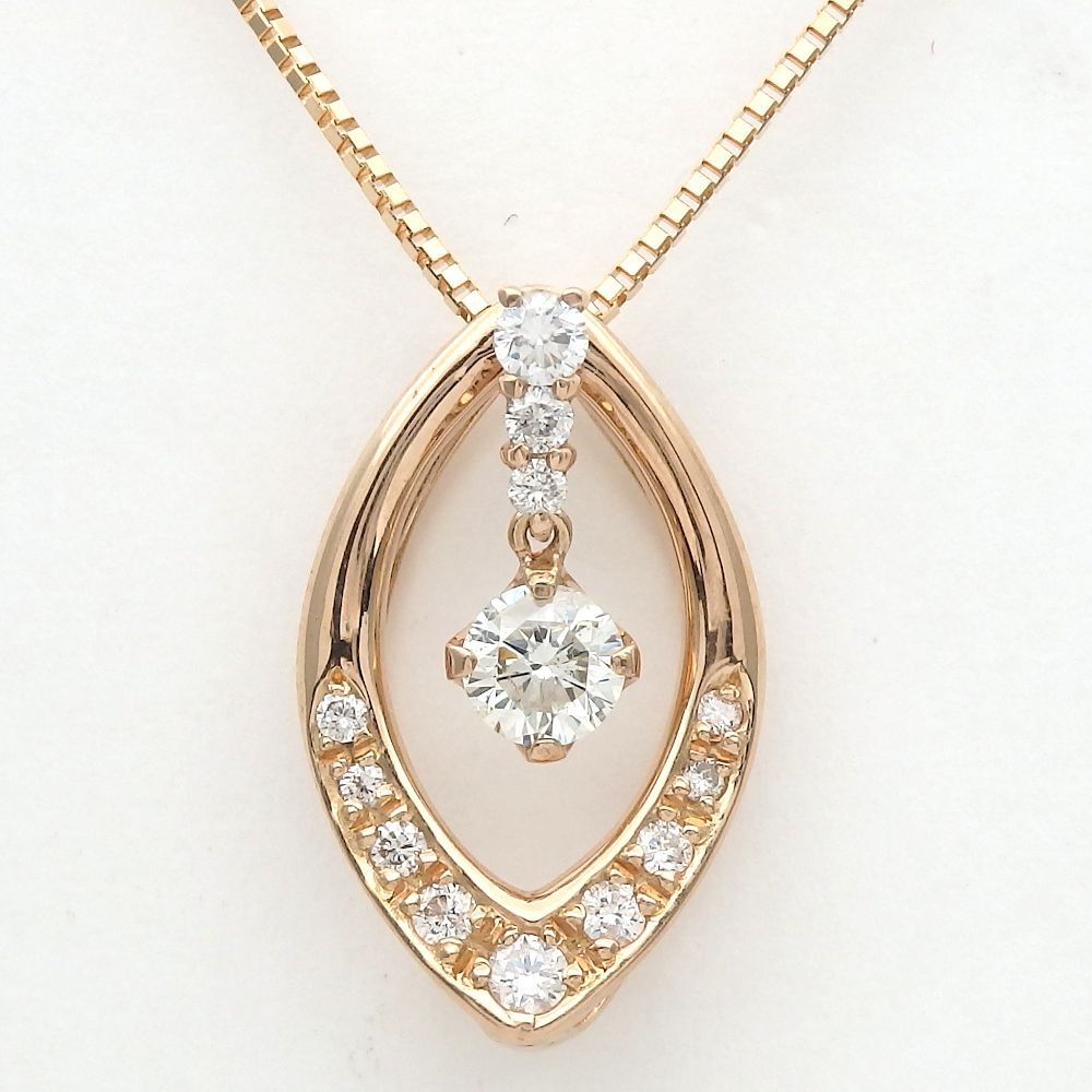 K18 ゴールド　スイング　ダイヤモンド 計0.54ct　ペンダント付ネックレス　中古　美品　レディース　ジュエリー　ダイヤ　質屋