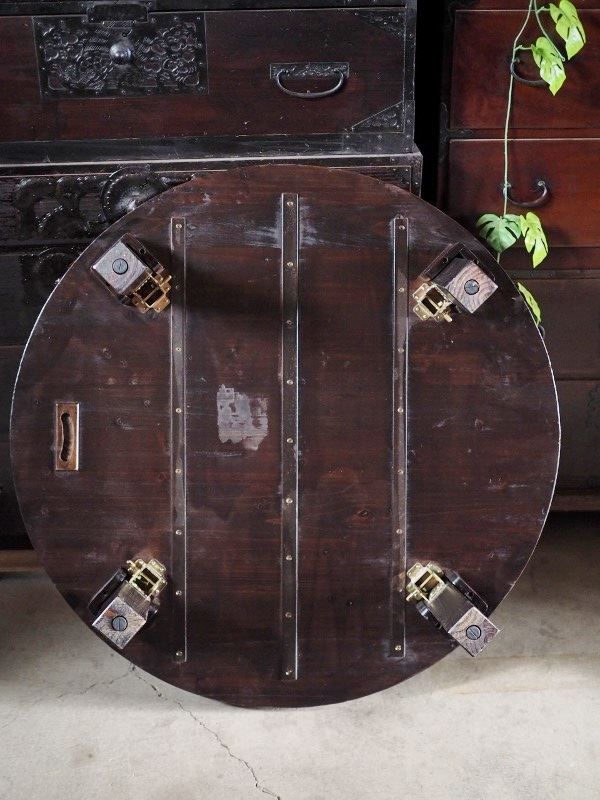 現代モノ丸ちゃぶ台 杉材無垢板造り