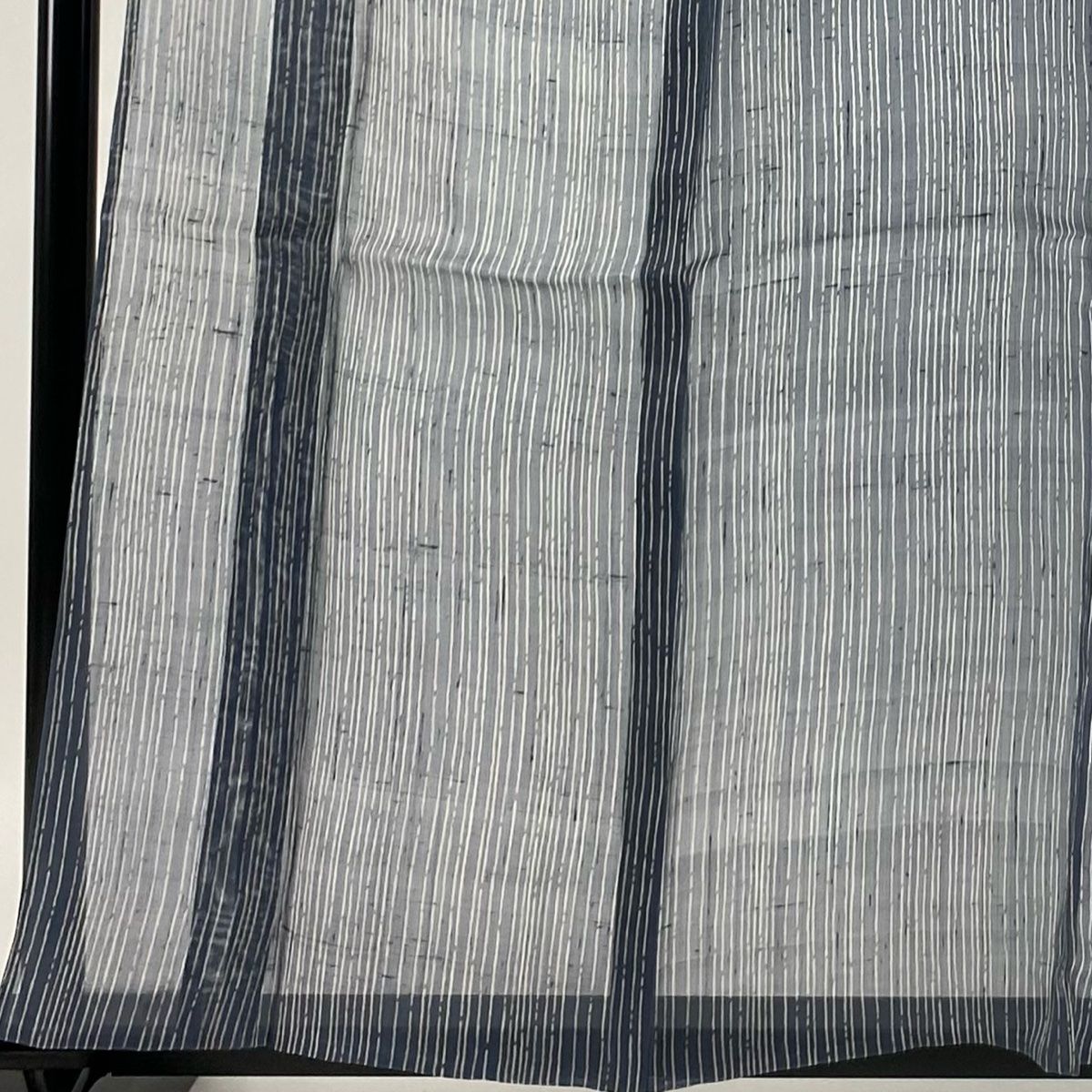 小紋 身丈159.5cm 裄丈63.5cm S 薄物 夏紬地 縞 青灰色 正絹 秀品