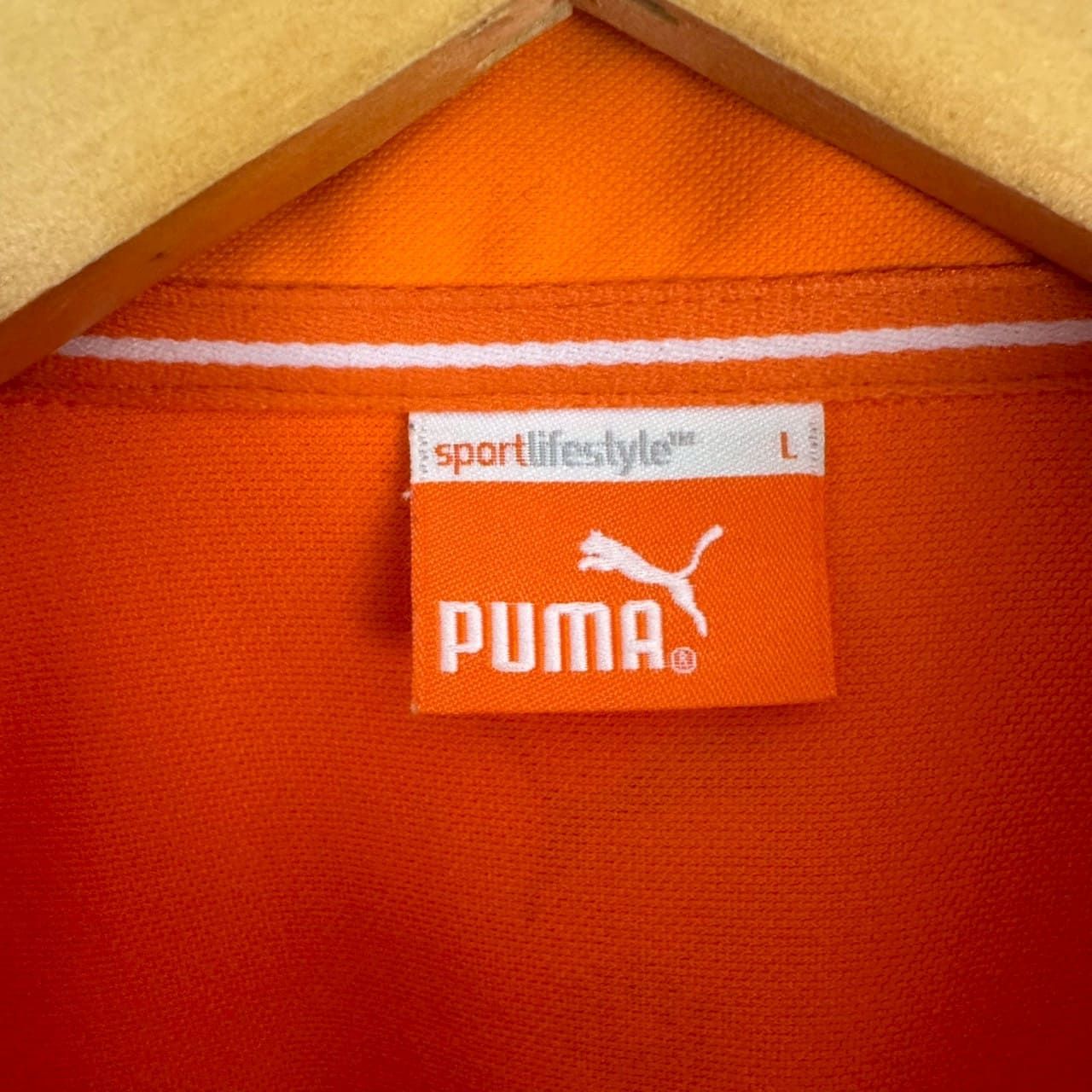 PUMA プーマ ポロシャツ 刺繍ロゴ ボタンダウン オレンジ L