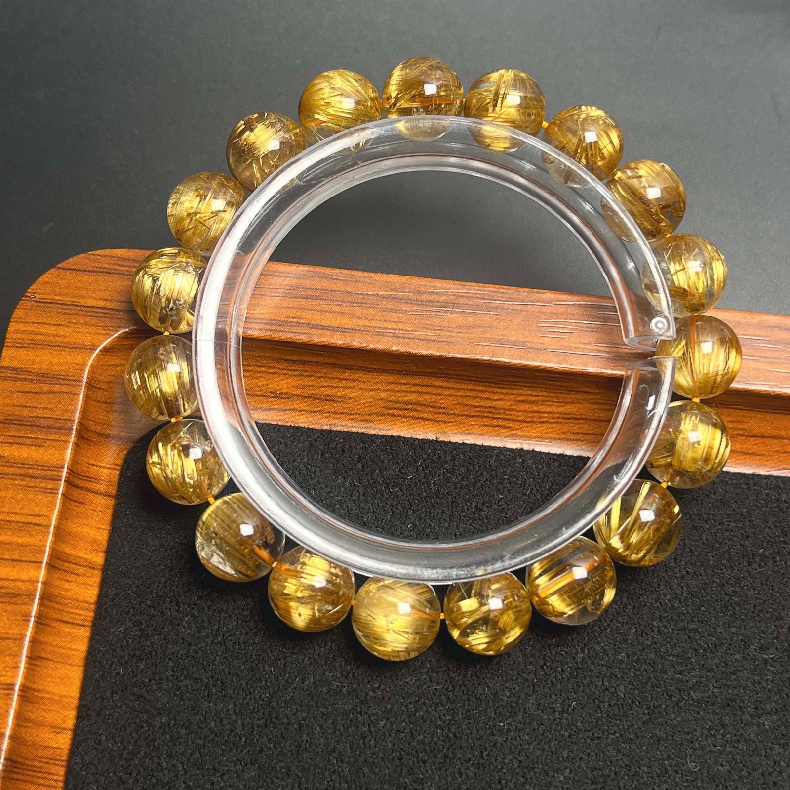 EU製 ! 満針ルチルクォーツ ブレスレット パワーストーン 天然石 金運 お守り プレゼント ギフト 9.9-10.3mm ZZ1197