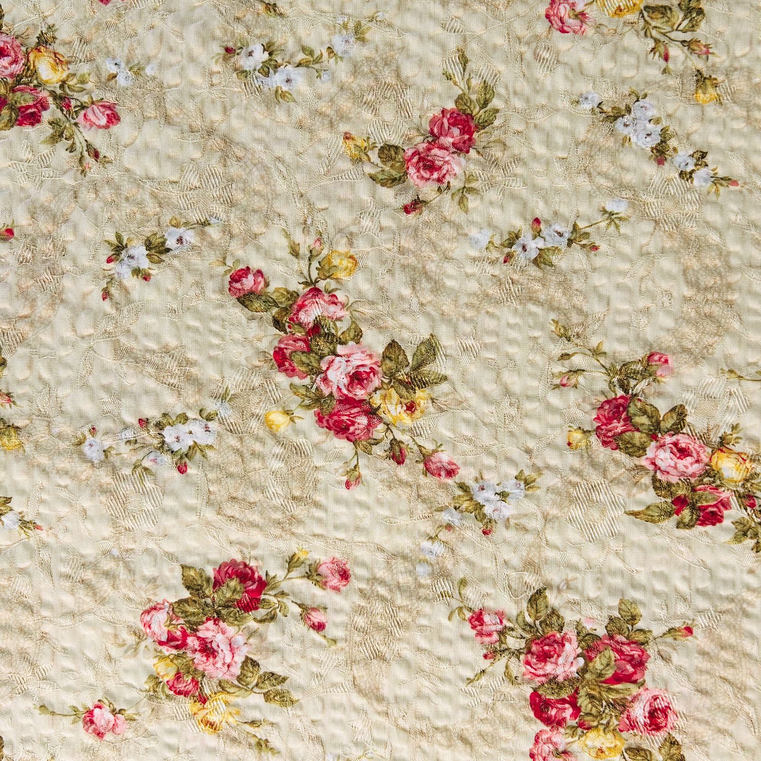 スイス製 コットン 花柄 リップル加工 ナチュラル 高級生地 服地 幅110×長さ