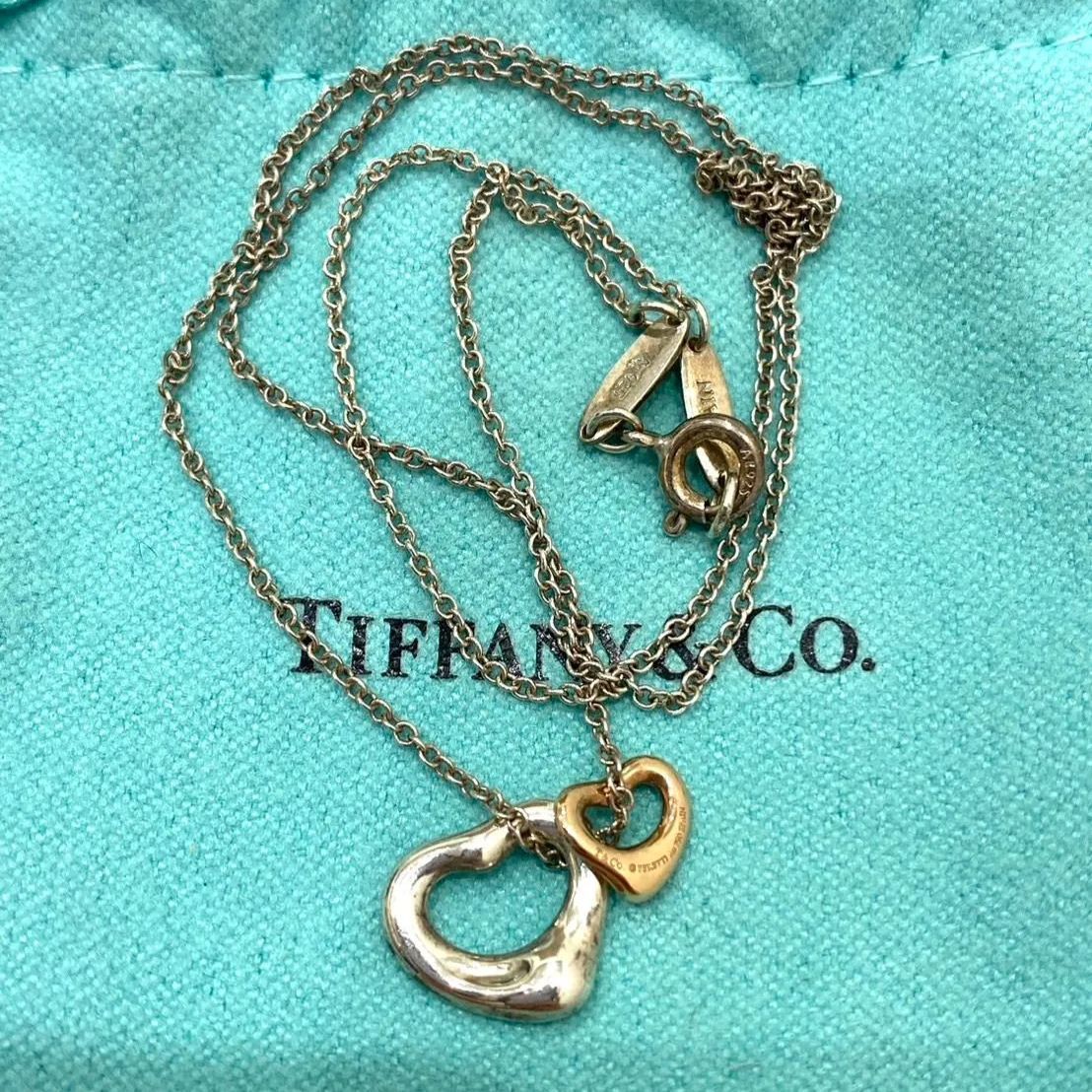 Tiffany&Co ティファニー ダブルオープンハート ネックレス 925 Au750 K18 - メルカリ