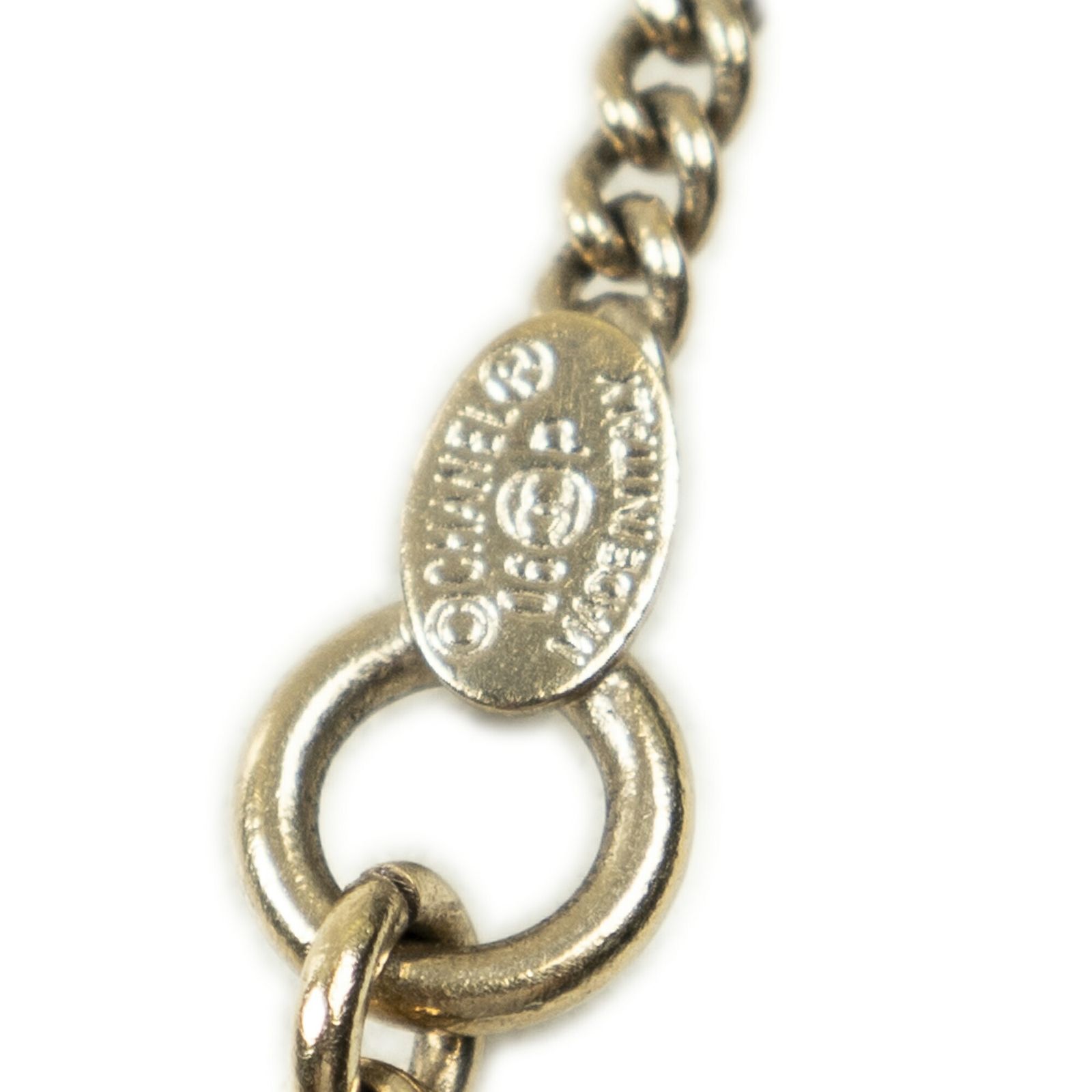 シャネルCCカメリアラウンドエナメルペンダントネックレス金