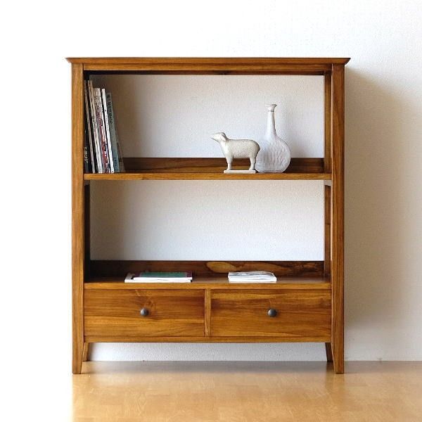 本棚 シェルフ ラック 収納 おしゃれ 書棚 木製 無垢 アジアン家具 完成品 チークフリーラックH100（B）